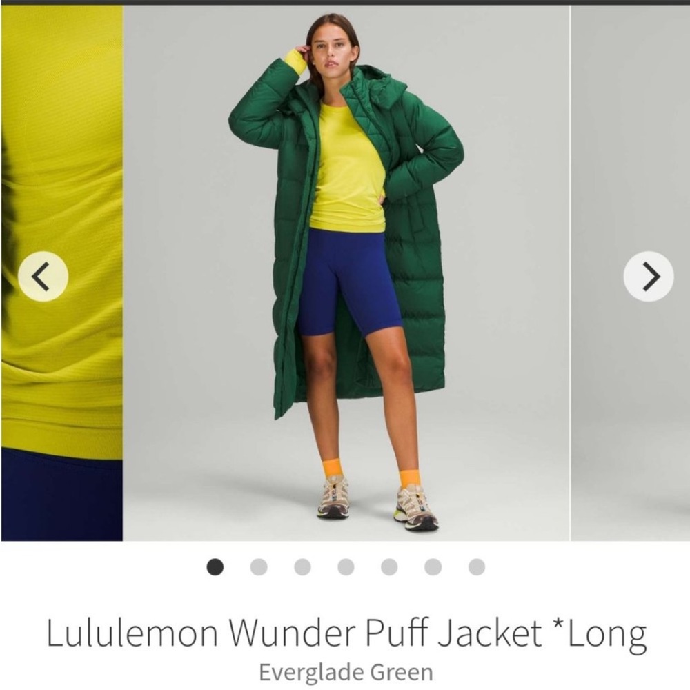 lululemon athletica Green Wunder Puff Long Jacket